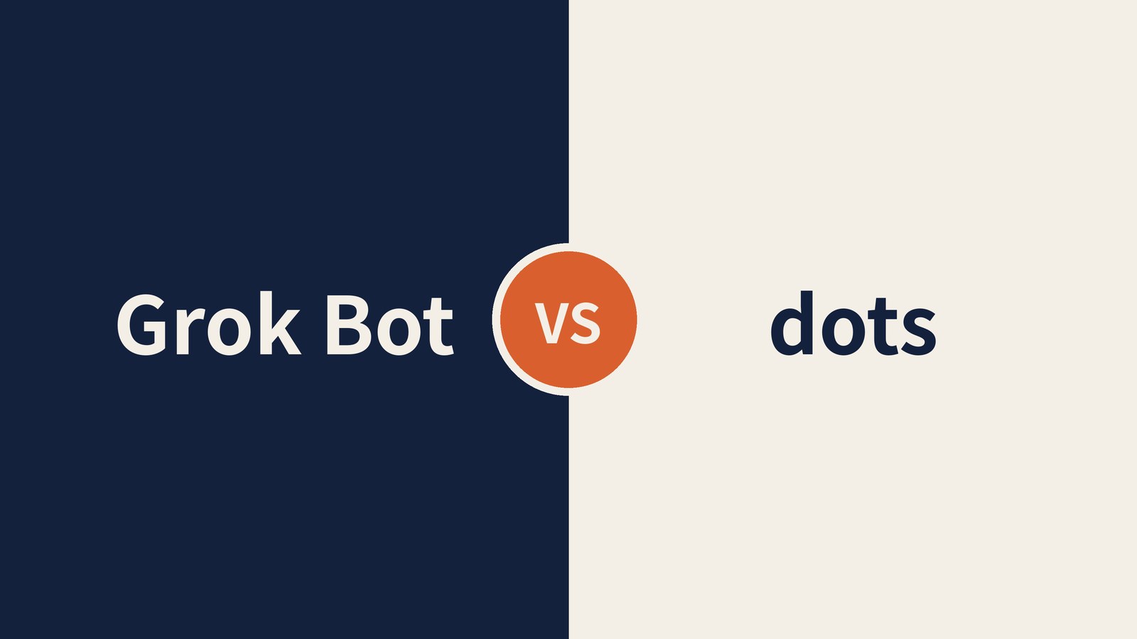左右2分割に「Grok Bot」「dots」の文字と中央の「VS」(AIレビュー作成のオリジナル画像)